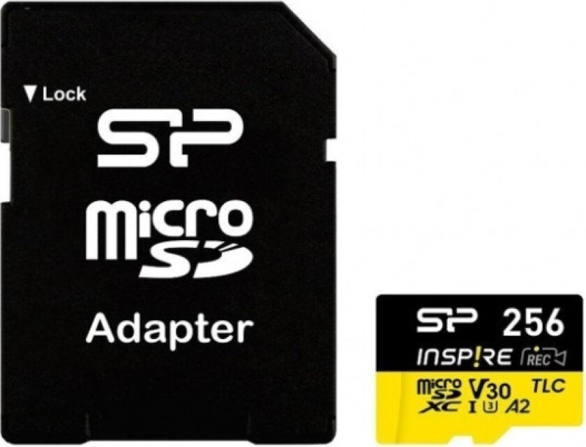 Microsdxc Memory Card Power Inspire 256Gb V30 Uhs-I U3 A2 4K Ddr200 170/150Mb/S Tlc + Adapter