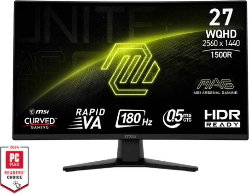 Msi Mag 274Cqfde, 68,6 Cm (27"), 2560 X 1440 Piksler, Wide Quad Hd, 0,5 Ms, Sort