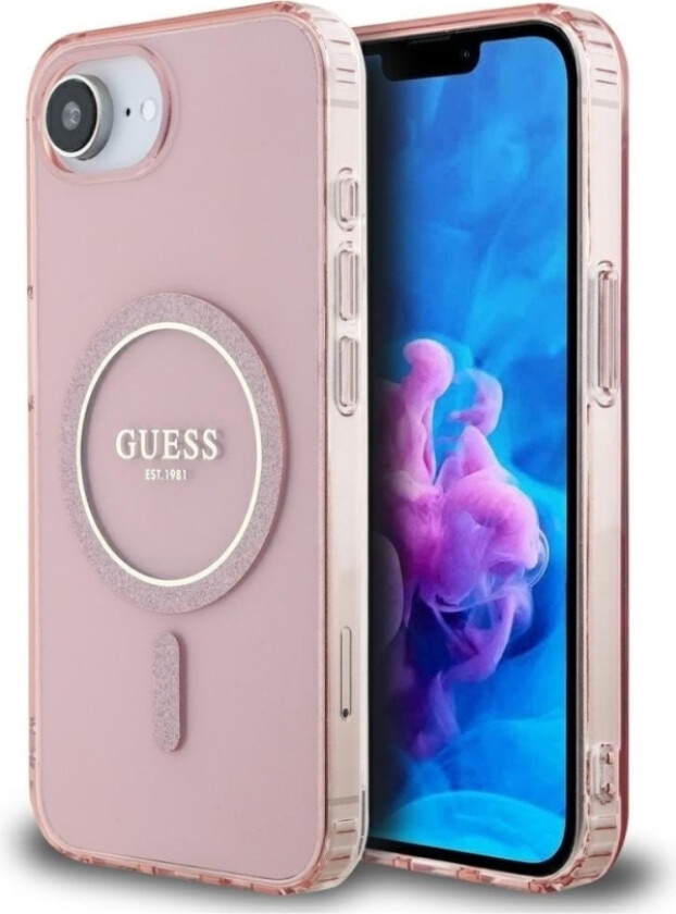 Etui Guess Iml Glitter Circle Magsafe Do Iphone 16E Róowy