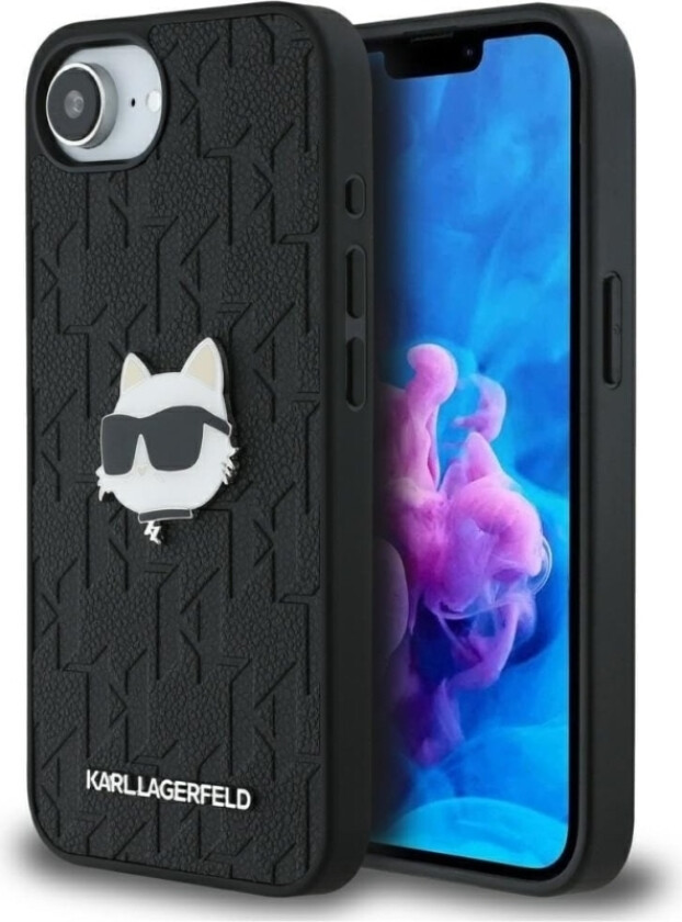 Etui Karl Lagerfeld Monogram Choupette Head Pin Do Iphone 16E Czarny