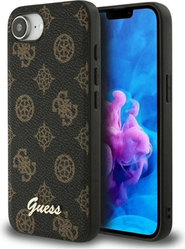 Etui Guess Peony Script Logo Magsafe Do Iphone 16E Czarny