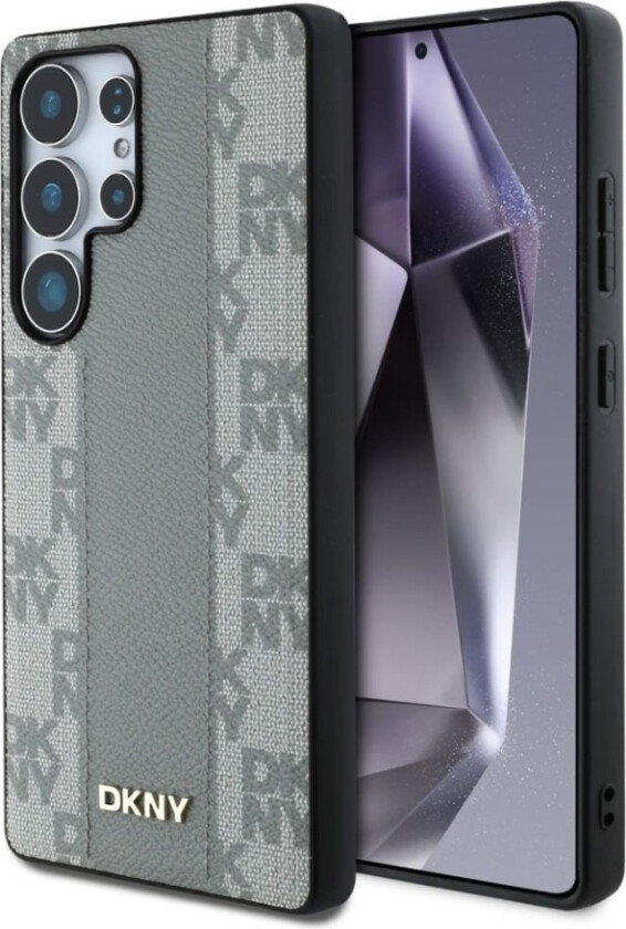 Case Dkny Leather Checkered Pattern Magsafe For Samsung Galaxy S25 Ultra Taupe