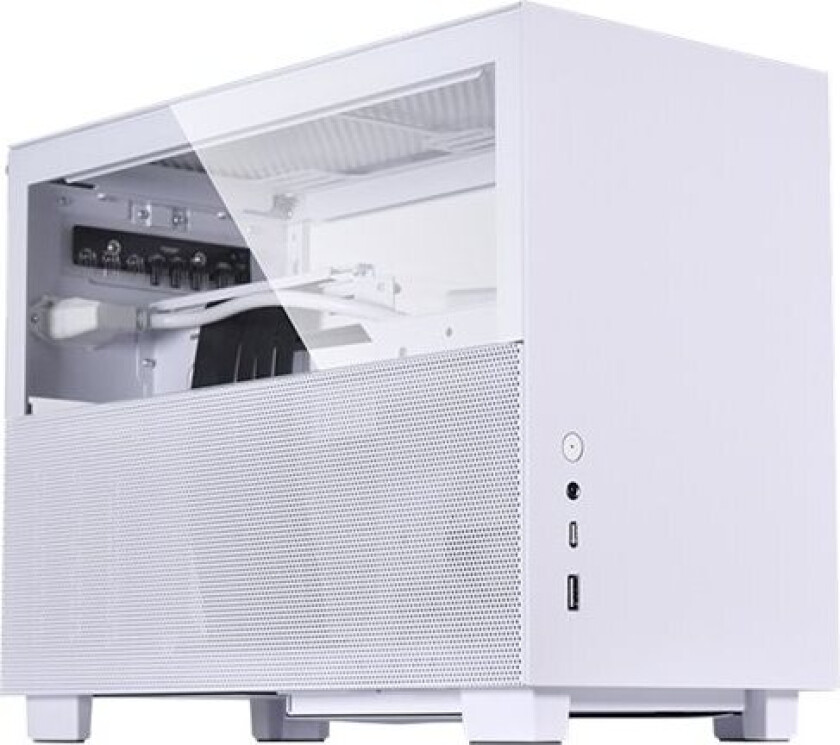 Lian Li Q58 - Mt - Mini-Itx - Sidepanel Med Vindu (Herdet Glass) - Ingen Strømforsyning (Atx / Sfx / Sfx-L) - Hvit - Usb/Lyd