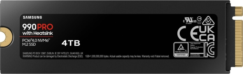 990 Pro Mz-V9p4t0gw - Ssd - Kryptert - 4 Tb - Intern - M.2 2280 - Pcie 4.0 X4 (Nvme) - 256-Bit Aes - Tcg Opal Encryption 2.0 - Integrert Kjøl