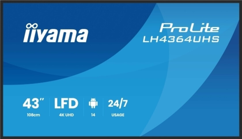 Lh4364uhs-B1ag, Digital Skiltingstavle (Flatskjerm), 109,2 Cm (43"), Led, 3840 X 2160 Piksler, Wi-Fi, 24/7