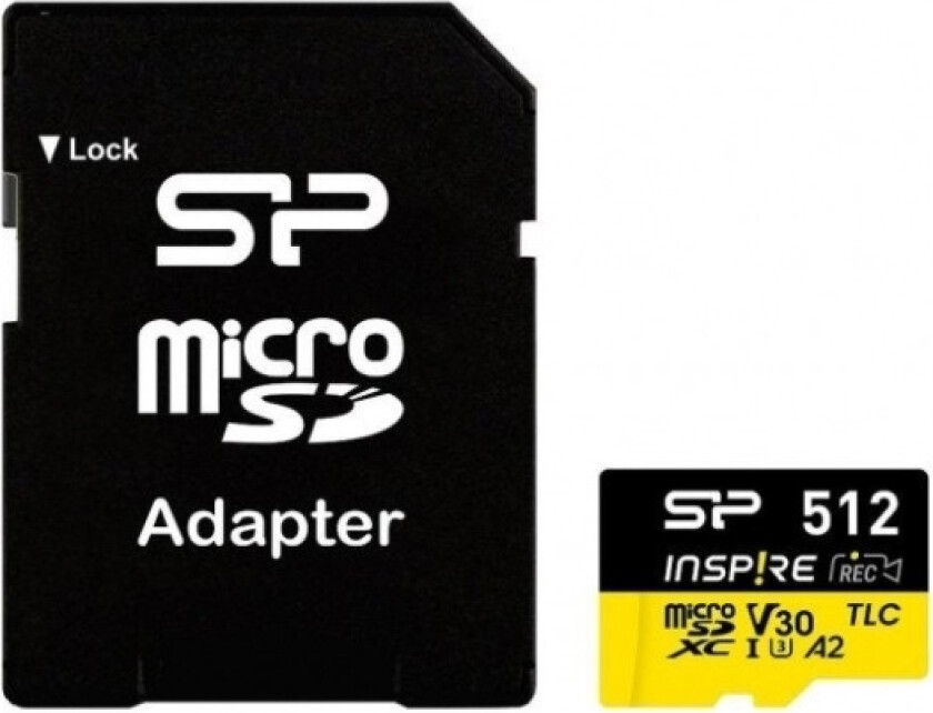 Microsdxc Power Inspire 512Gb V30 Uhs-I U3 A2 4K Ddr200 170/150Mb/S Tlc Memory Card + Adapter
