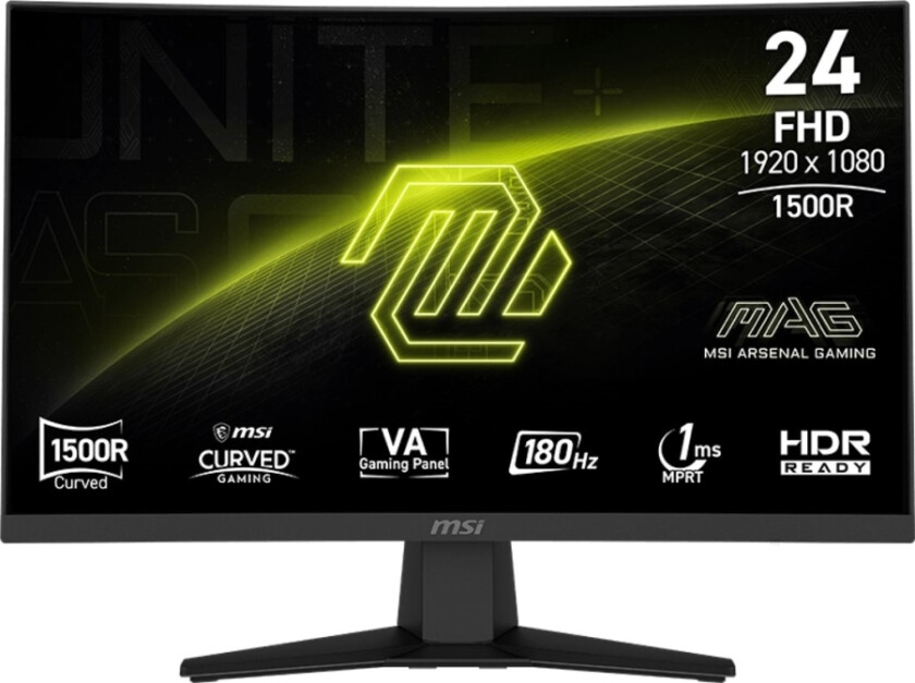 Msi Mag 244C 23,6 Tommer Va Fhd Curve 1500R 180Hz 250Cd/M2 4Ms Hdmi Dp