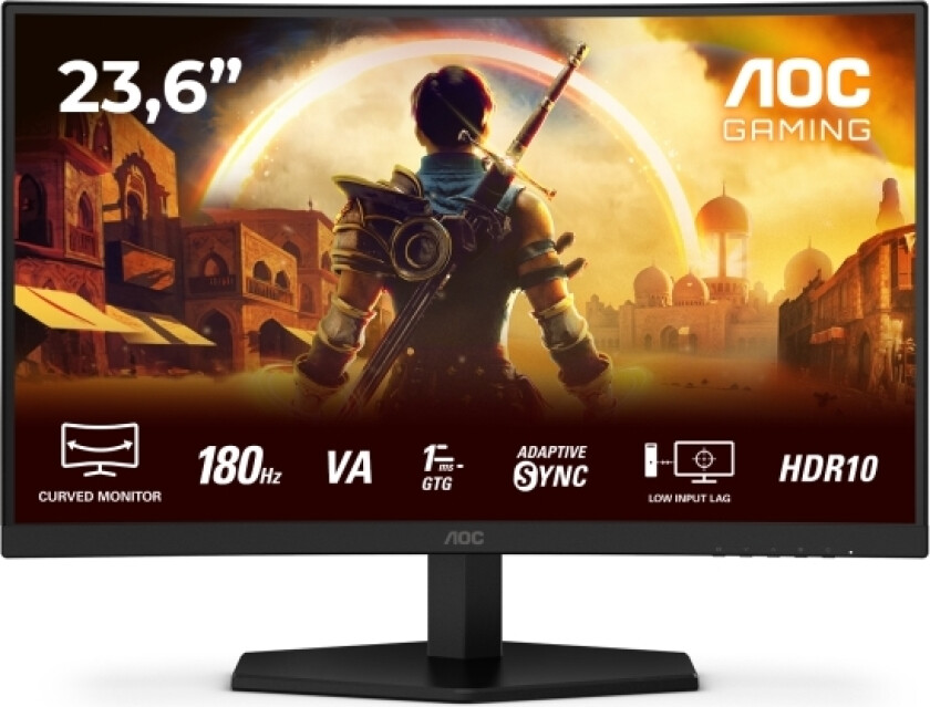 Aoc G4 C24g42e, 59,9 Cm (23.6"), 1920 X 1080 Piksler, Full Hd, Led, 4 Ms, Sort, Rød