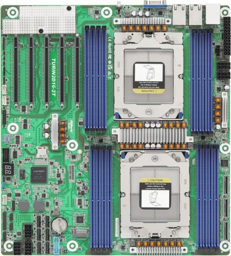 Bilde av Asrock Rack Turin2d16-2T - Hovedkort - Ssi Eeb - Lga6096 Socket - Usb 3.2 Gen 1 - 2 X 10 Gigabit Lan - Innbygd Grafikk