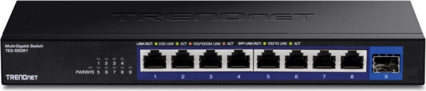 Trendnet Teg-S5091 - Version V1.0R - Switch - Ikke-Styrt - 8 X 1/2.5G X 1 Gigabit / 10 Gigabit Sfp+ - Veggmonterbar - Taa-Samsvar