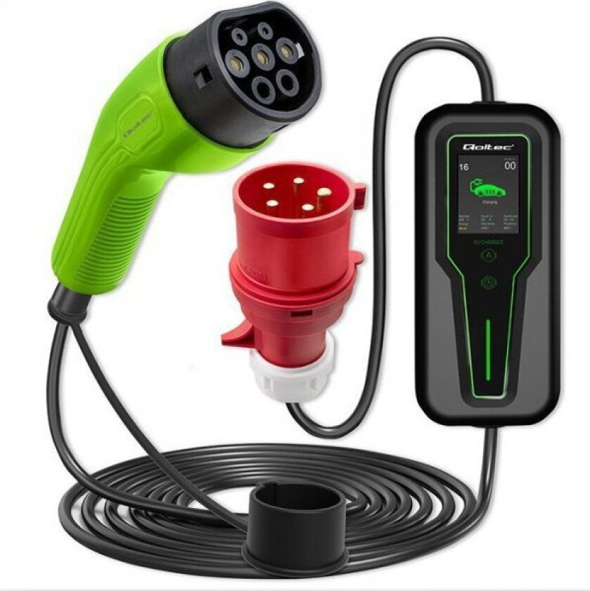 Mobillader For En Elbil Med 2-I-1 Regulering Type2 | 7Kw | Cee 3 Pin | 230V | Lcd | Bærbar | Wallbox | 5M