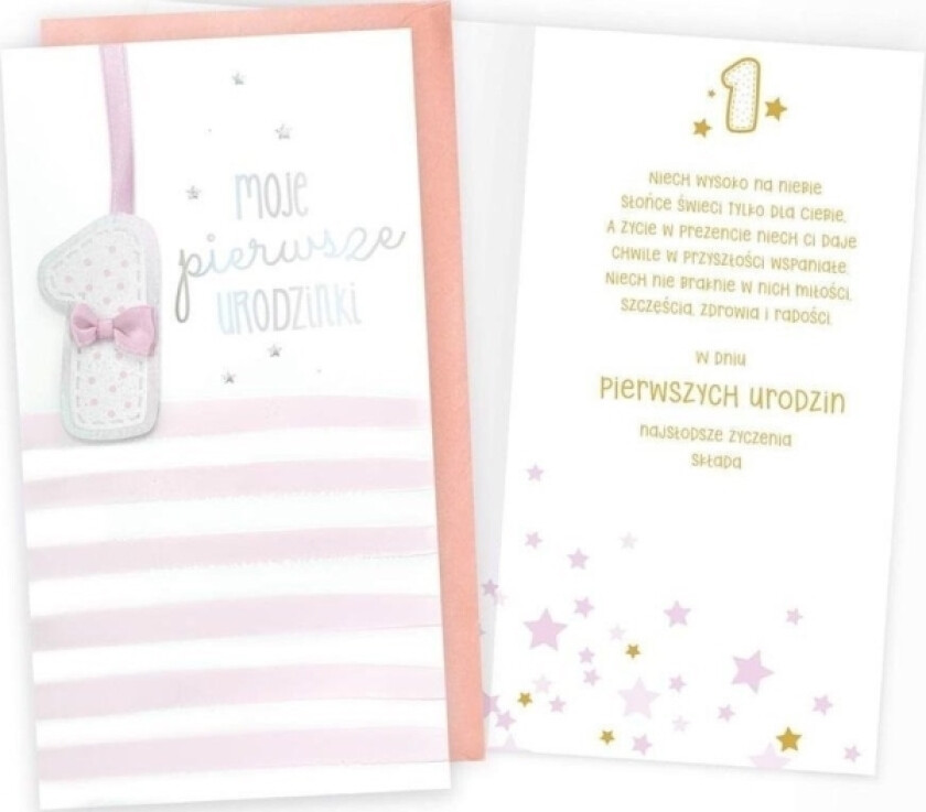 Kukartka Bursdagskort Rosa Ett År Gammelt