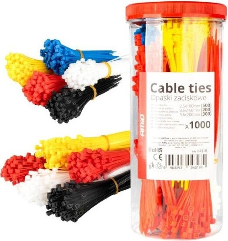 Plast Flerfargede Buntebånd 1000 Stk Amio-04318