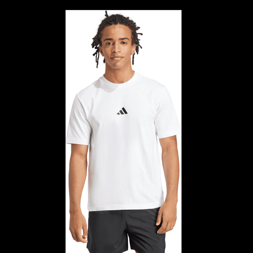 adidas Essentials Small Logo Single Jersey T-Shirt, t-skjorte, herre WHITE/BLACK