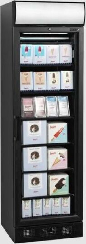 Tefcold Sort Display Fryseskap 198 Cm Med Lystopp Og Glassdør ufsc371gcp Black