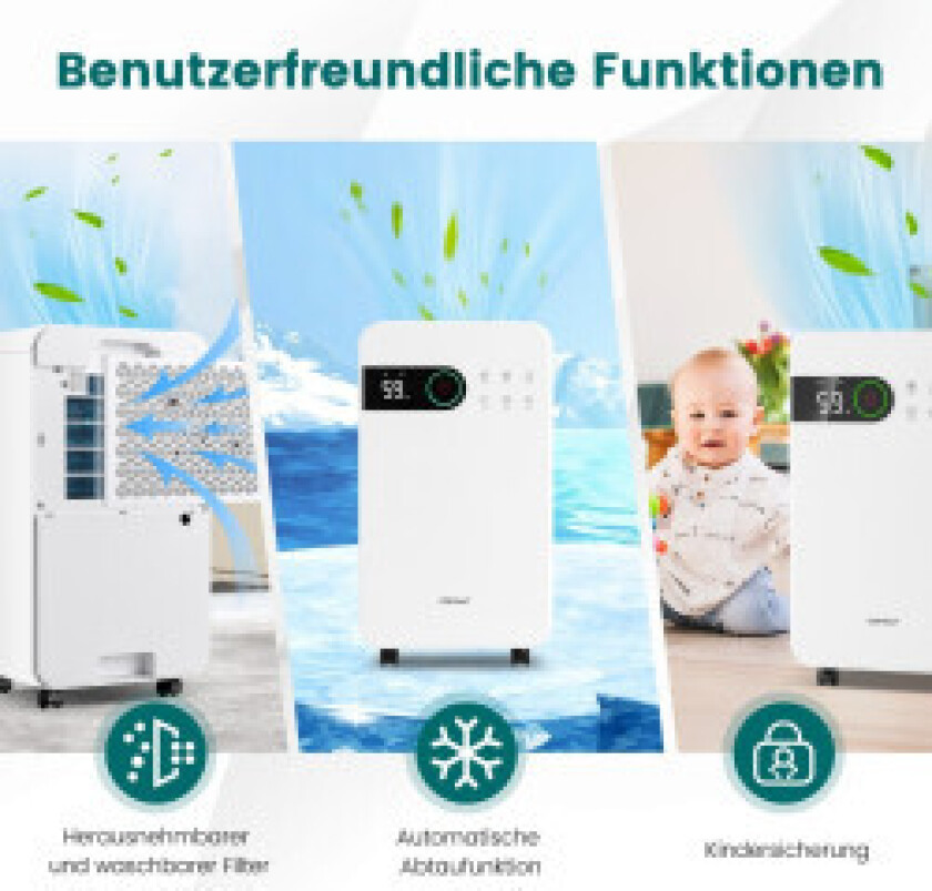 2,3L avfukter med hvilemodus romavfukter for hjemmekjeller mobil avfukter 24 timers timer