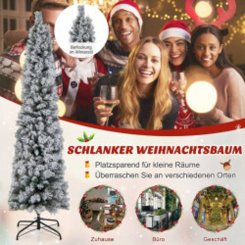 180 cm juletre Snødekket juletre med 150 varmhvite lys