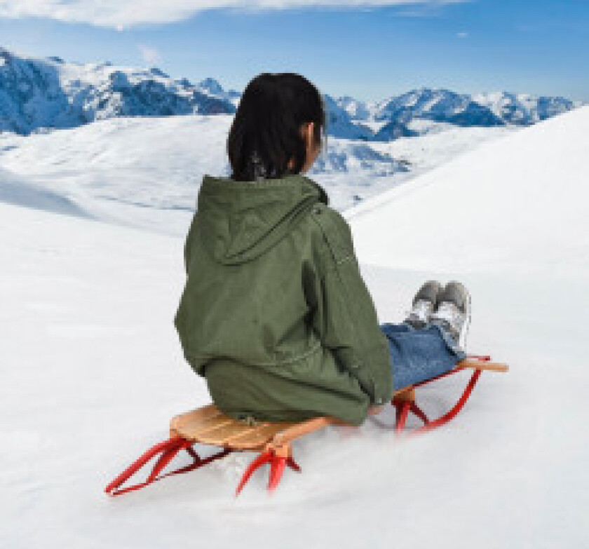 137 cm kjelke Davos akebrett tre og metall 150 kg lastbar for barn og voksne