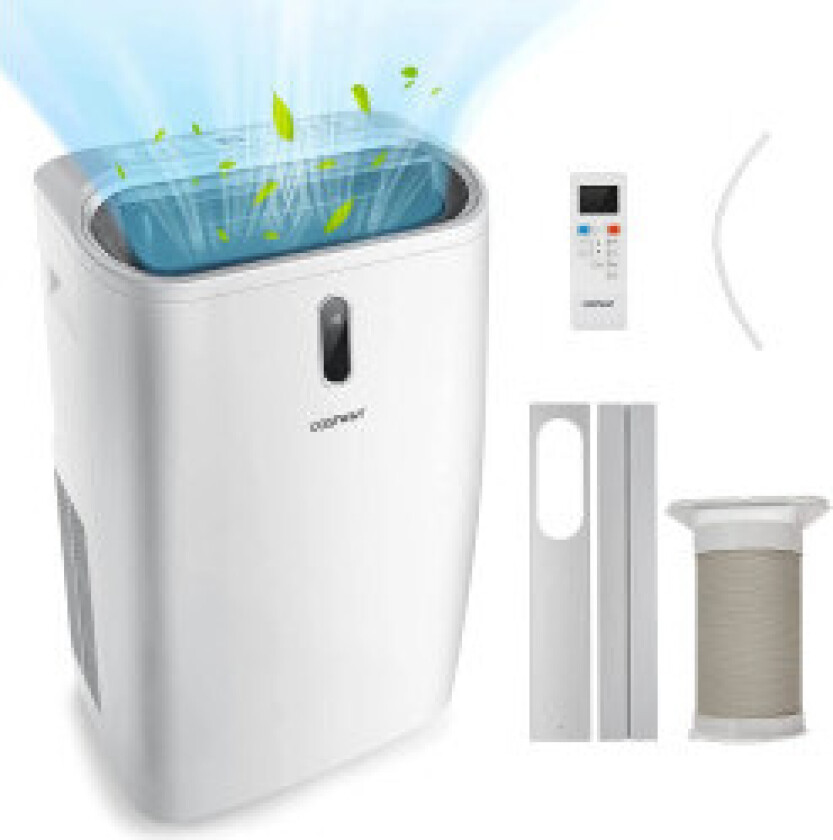 5 i 1 klimaanlegg 14000 BTU Oppvarming og kjøling og vifte og avfukting Bærbart klimaanlegg for 40 ㎡ 44,5 x 39 x 77 cm Hvit