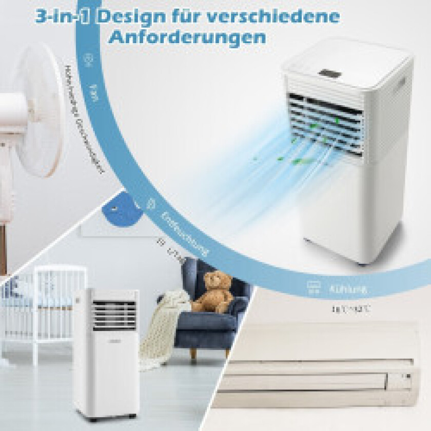 Bærbart klimaanlegg 4 i 1 luftkjøler med hvit LED-skjerm 7000 BTU