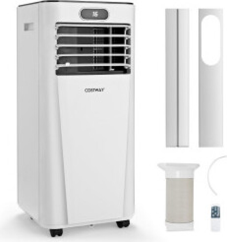 4 i 1 bærbart klimaanlegg 7000 BTU Kjøling og ventilasjon og avfukting 16℃~32℃ Hvit