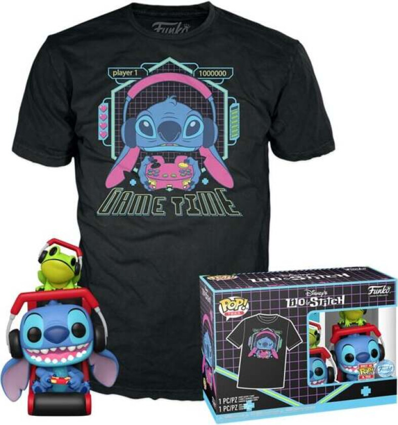 Gamer Stitch with Frog - POP! & T-skjorte - Funko Pop! - Funko Shop Europe