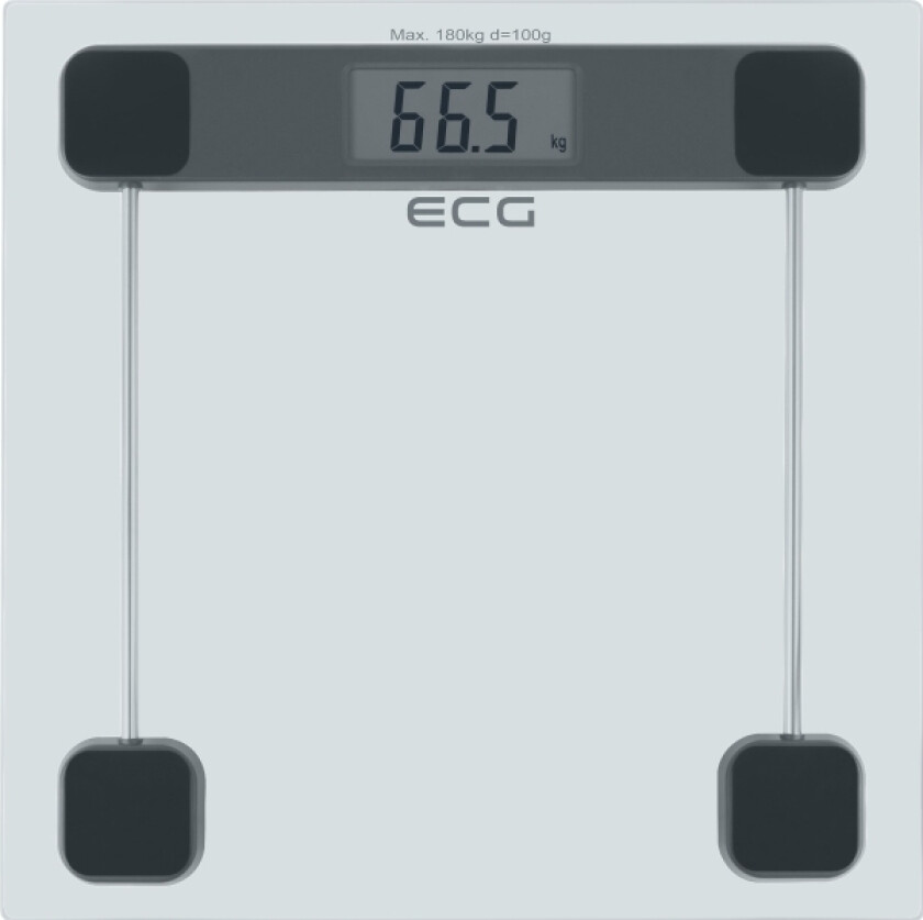 Ecg Ov 137 Glass, Elektronisk Personvekt, 180 Kg, 100 G, Grå, Kg, Firkant