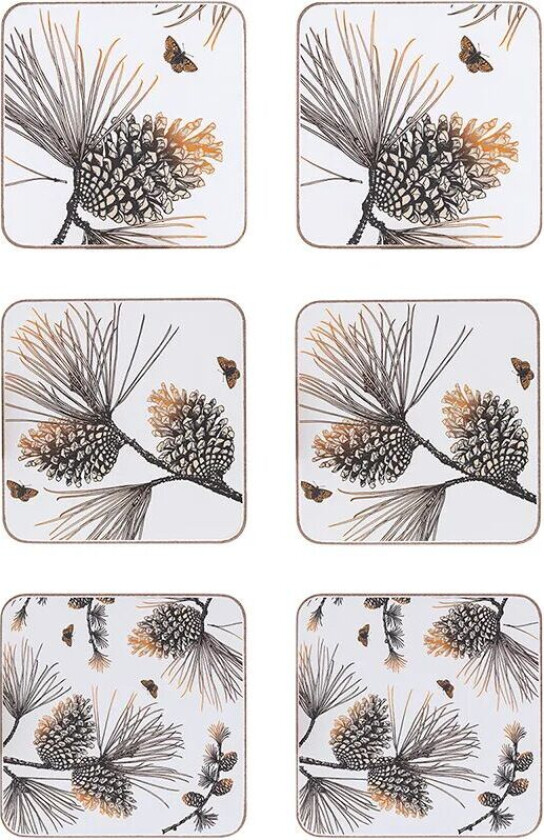 Bilde av Pine Cone glassunderlag 6-pakn. Cotton white