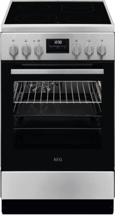 Aeg Ccb544bgbm, Frittstående Komfyr, Sort, Hvit, Rotasjon, Hvit, Front, Bunn