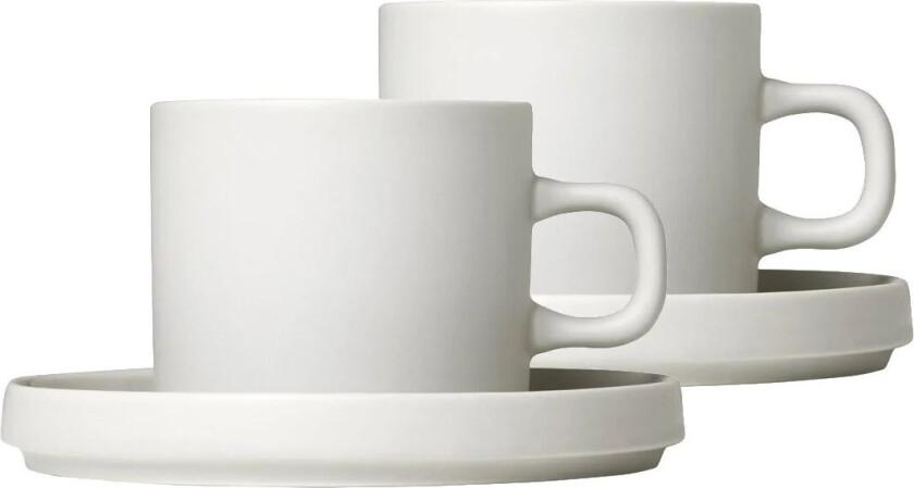Pilar kaffekopp med fat 2-stk. Moonbeam