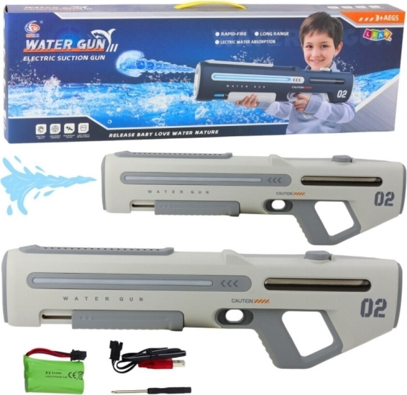 Elektrisk Automatisk Rifle Vannpistol Hvit Grå 1000Ml 61Cm Lean Leker