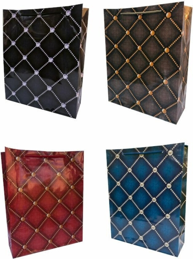 Ju-Piter Laminert Gavepose, Vattert Rutemønster 027B 26X32x9cm P12, Pris For 1 Stk.