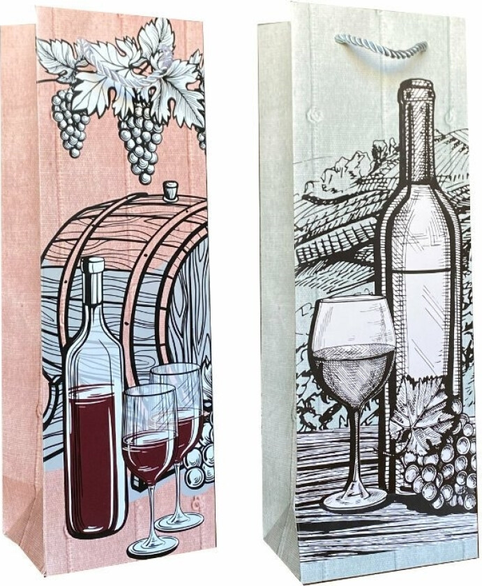 Ju-Piter Gavepose Flaske Vin 909 12X35x9cm P12 Blandingspris For 1 Stk.