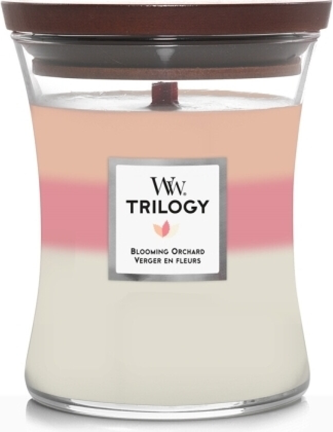 Woodwick Blooming Orchard Trilogy Medium Jar, Rund, Oransje, Rosa, Hvit, 1 Stykker