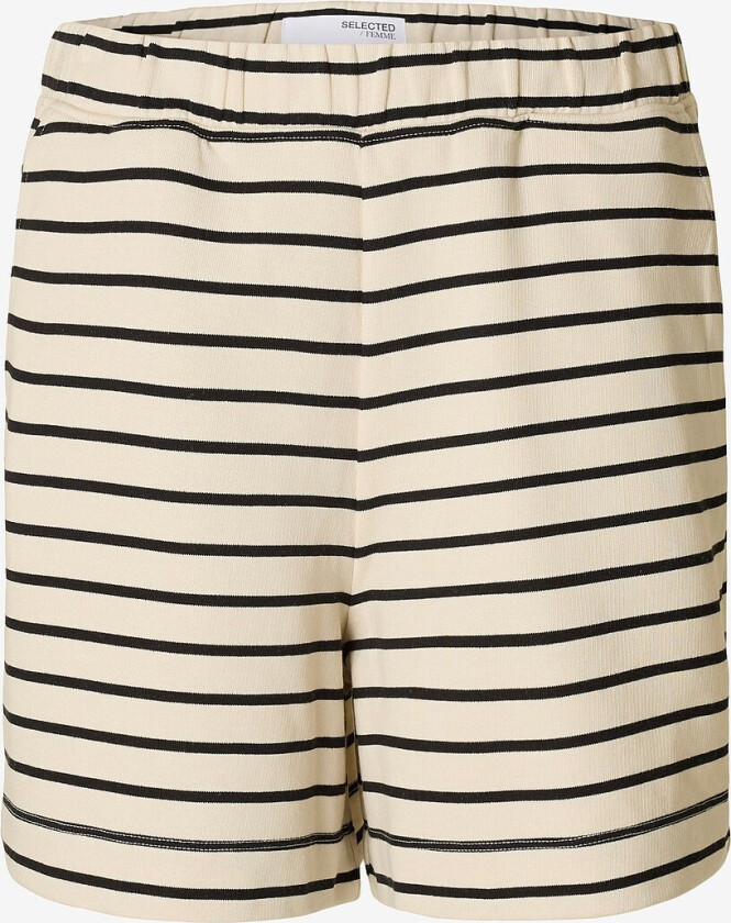 Shorts slfElise HW Striped Shorts - Svart