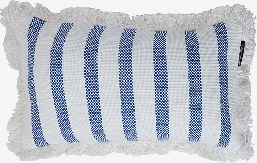 Pute, Striped Fringe 50x30 - Blå