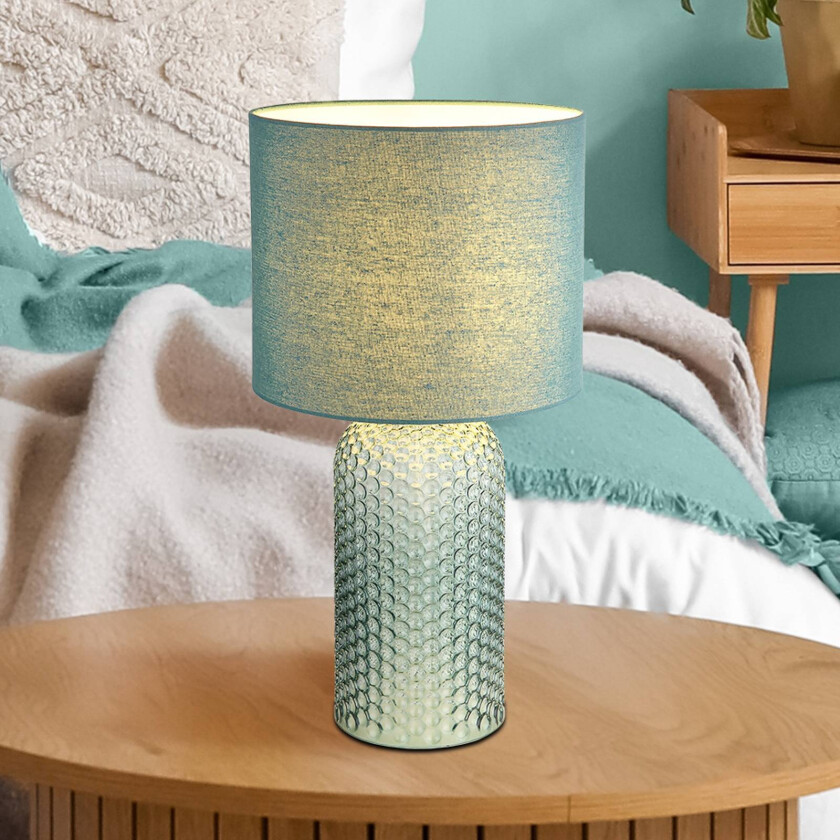Sofia bordlampe, lysegrønn, høyde 50 cm, stoff/glass