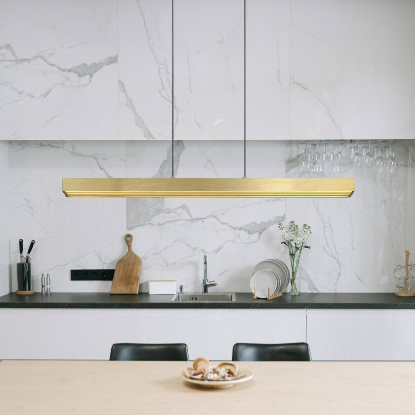 Ethan LED-pendellampe, antikk messingfarge, lengde 150 cm