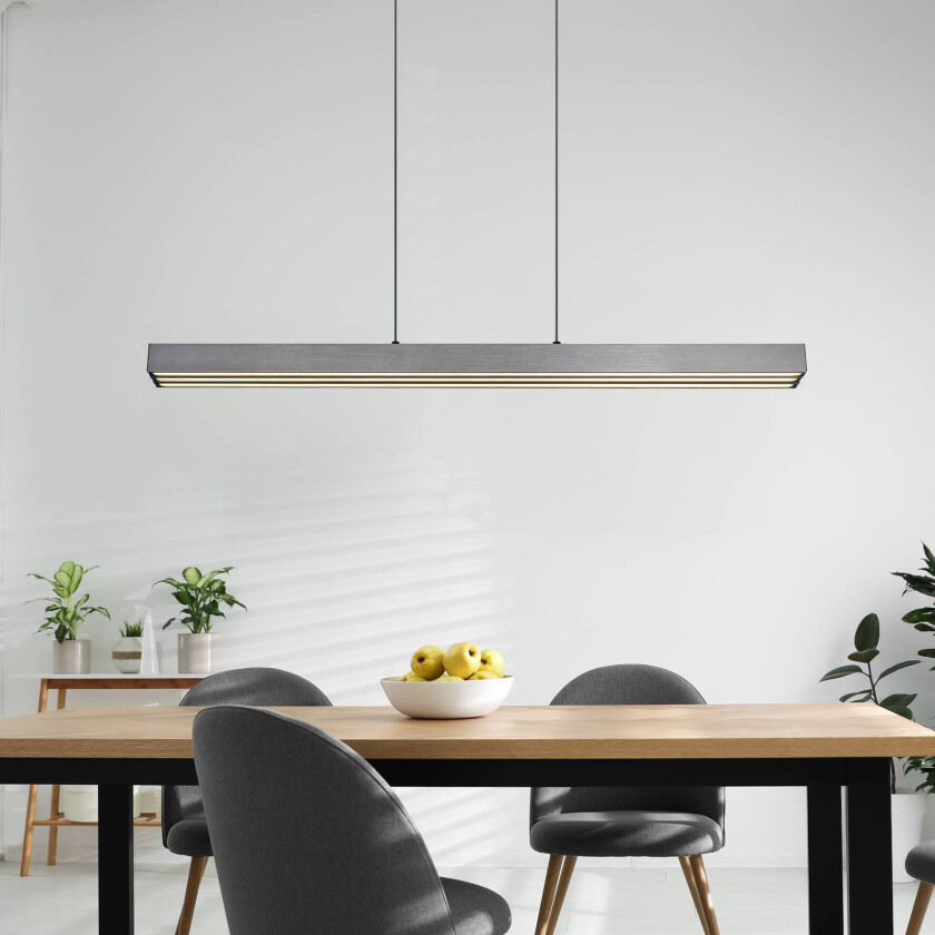Ethan LED-pendellampe, mørkegrå, lengde 150 cm, metall