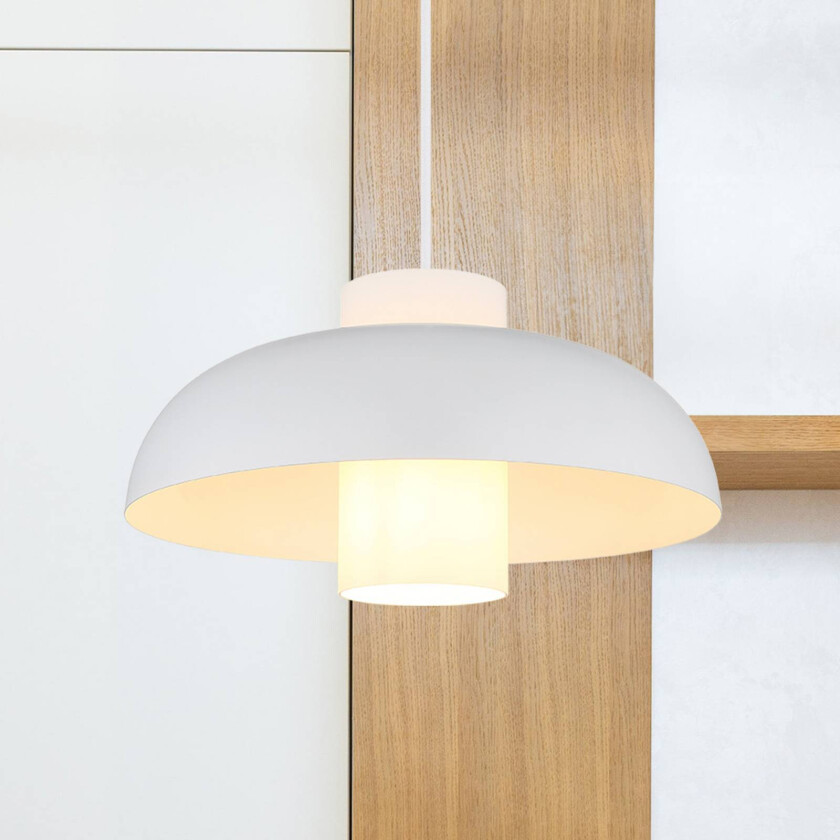 Lowe pendellampe, matt hvit, Ø 38 cm, metall