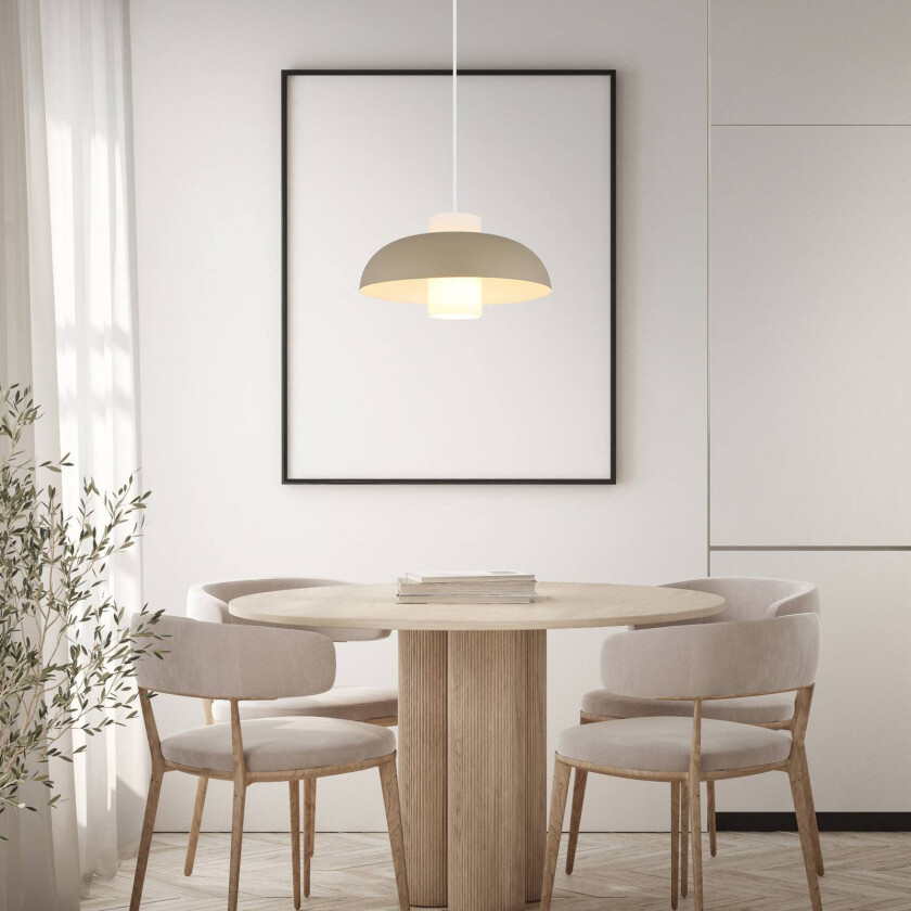 Lowe pendellampe, sandfarget matt, Ø 38 cm, metall