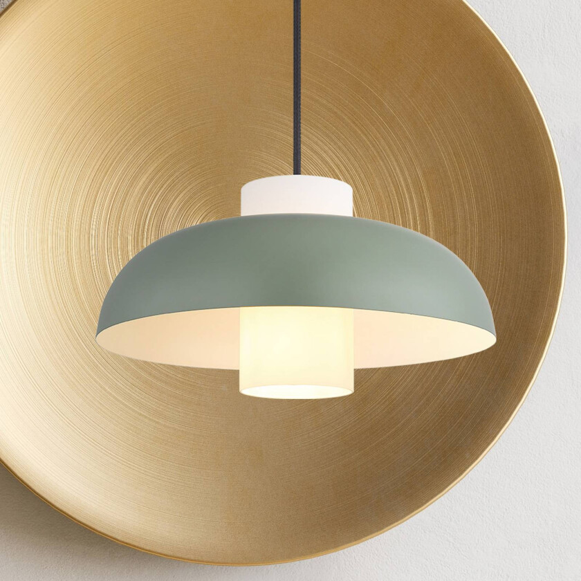 Lowe pendellampe, matt grønn, Ø 38 cm, metall