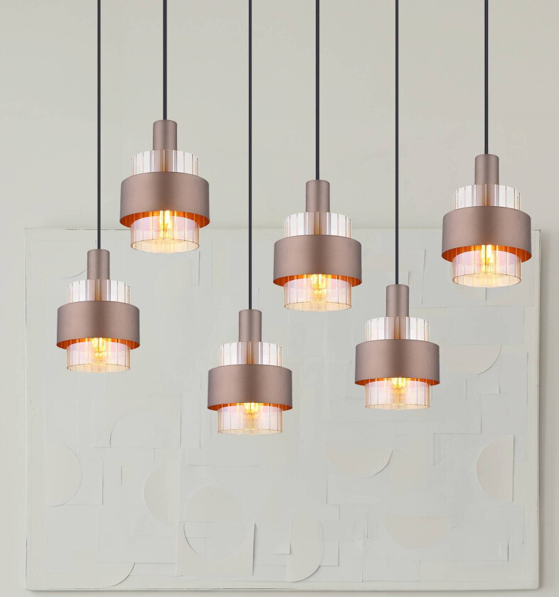 Milley hengelampe, lengde 96 cm, bronsefarget, 6 lyskilder, metall