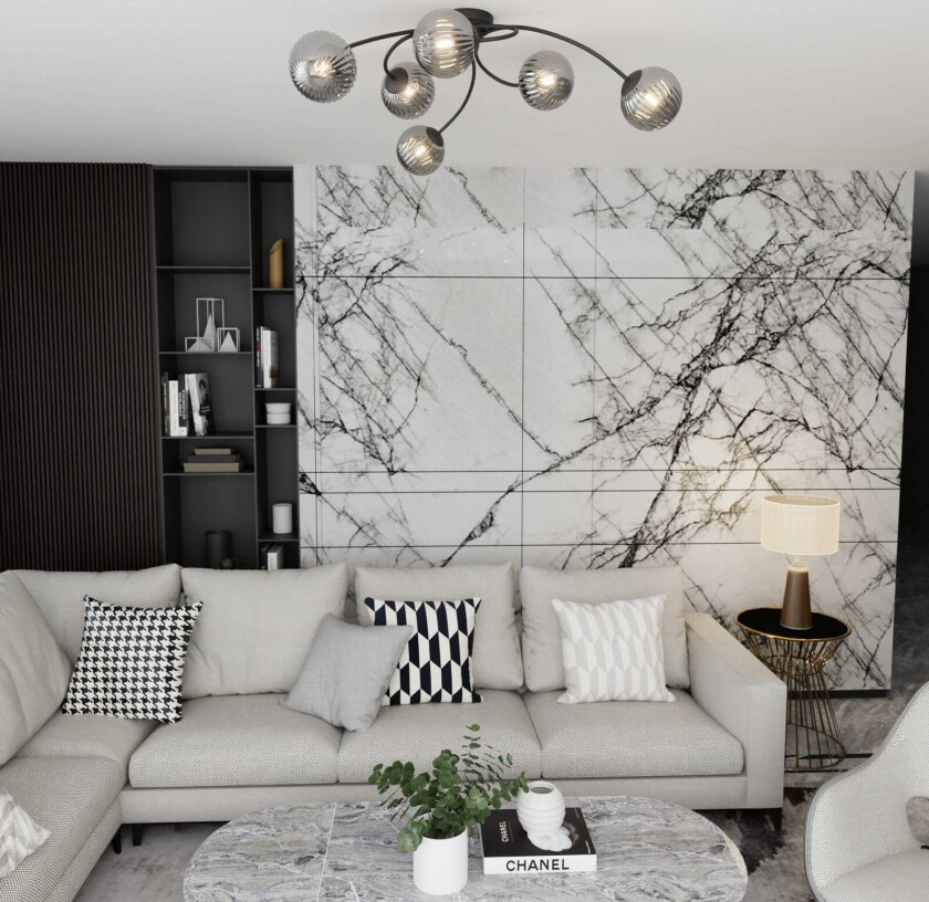 Vibra taklampe, røykgrå/svart, lengde 97 cm, 6 lyskilder.