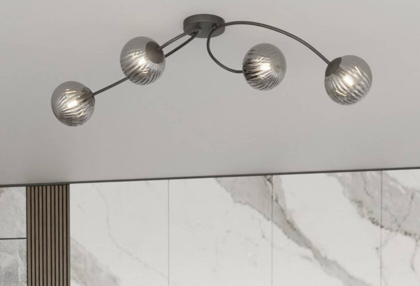 Vibra taklampe, røykgrå/svart, lengde 110 cm, 4 lyskilder.