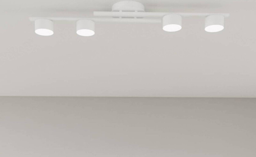 Taklampe Fragment, hvit, lengde 86 cm, metall, 4 lyskilder.