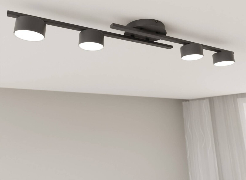 Taklampe Fragment, svart, lengde 86 cm, metall, 4 lyskilder.