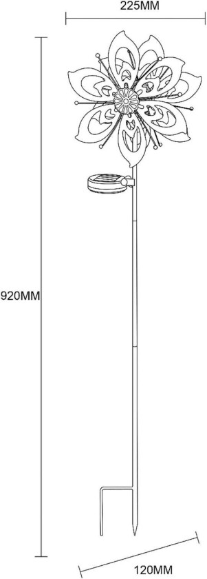 LED-lampe med jordspyd 36571, blomst, vindklokke, metall
