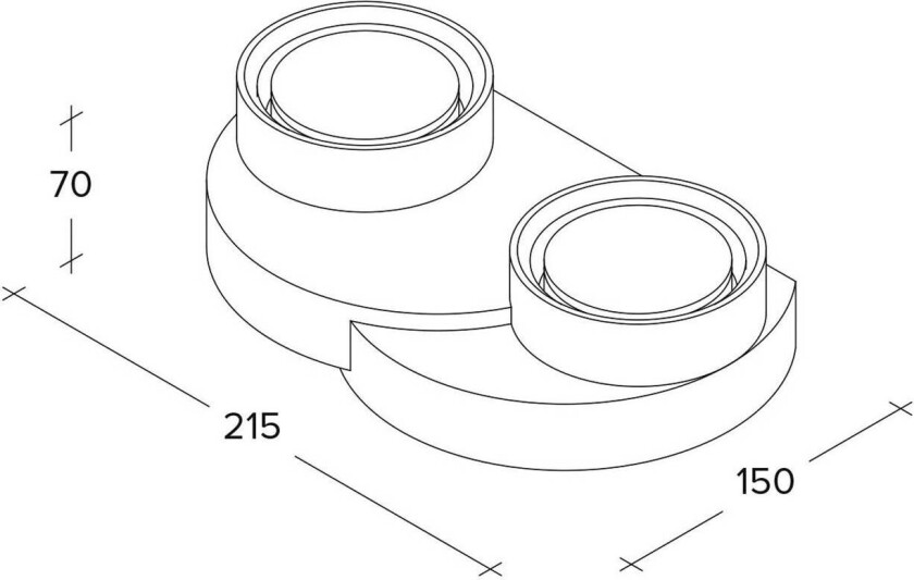 Demetra vegglampe, 2 lyskilder, 21,5 cm, hvit, gips, GX53