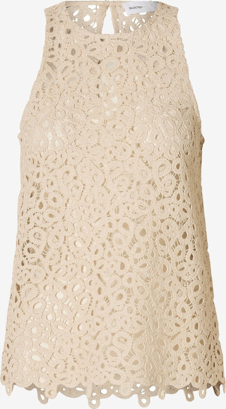 Topp slfAlima SL Crochet Top - Grå